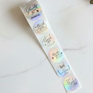 Sparkling Holographic Thank You Stickers | 50 Roll | Small Business